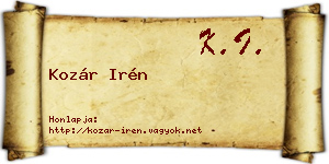 Kozár Irén névjegykártya